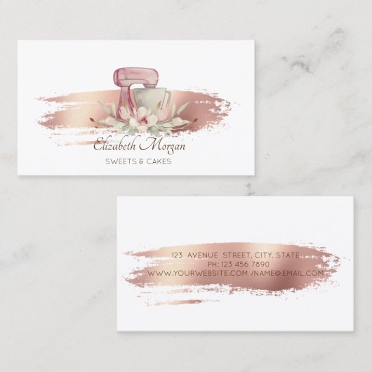 Carte De Visite Brosse à fleurs mélangée moderne Boulangerie blanc (Devant / Derrière)