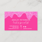 Carte De Visite Brosse à gouttes rose néon chic moderne (Dos)