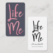 Carte De Visite Brosse à huile rose tendance Script Comme moi Médi (Devant / Derrière)