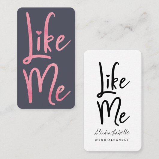Carte De Visite Brosse à huile rose tendance Script Comme moi Médi (Devant / Derrière)