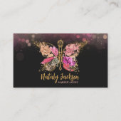 Carte De Visite Brosse à maquillage à papillon d'or (Devant)