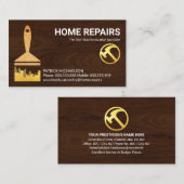 Carte De Visite Brosse à pinceau d'or Texture en bois (Devant / Derrière)