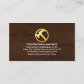 Carte De Visite Brosse à pinceau d'or Texture en bois (Dos)