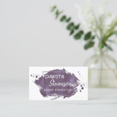 Carte De Visite Brosse à prune | Moderne Purple Tendance Splatter (Debout devant)