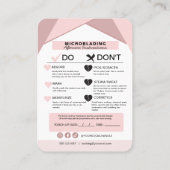 Carte De Visite Brosse à sourcils Microblading Instructions pour l (Dos)