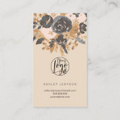 Carte De Visite brosse boho floral script logo commander merci (Dos)