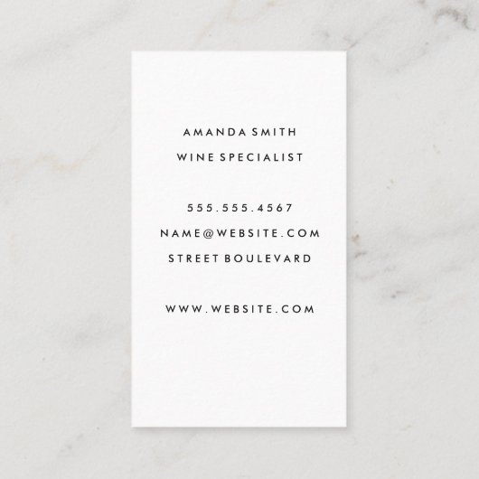 Carte De Visite Brosse Chic Aquarelle / Vin / Variation (Dos)