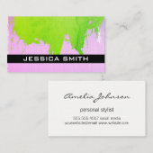 Carte De Visite Brossé coloré (rose vert) (Devant / Derrière)
