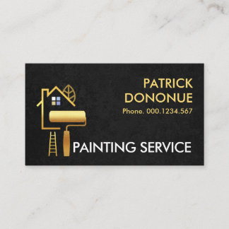 Carte De Visite Brosse De Construction D'Or Sur La Texture De Grun