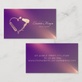 Carte De Visite Brosse de séchoir de ciseaux professionnels violet (Devant / Derrière)