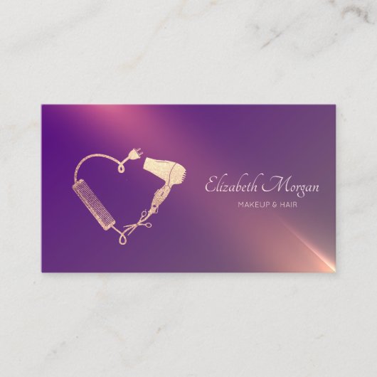 Carte De Visite Brosse de séchoir de ciseaux professionnels violet (Devant)