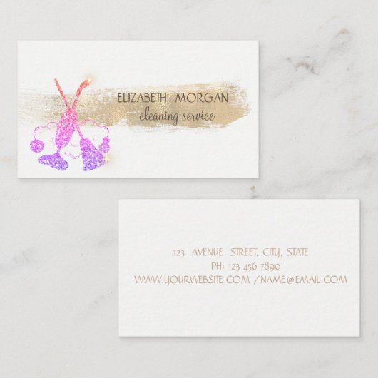 Carte De Visite Brosse d'or Stroke, Broom, Parties scintillant asp (Devant / Derrière)