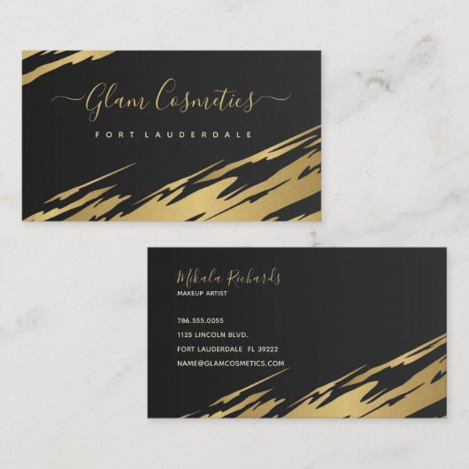 Carte De Visite Brosse dorée Abstraite (Devant / Derrière)