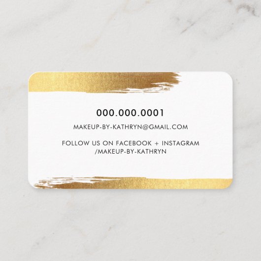 Carte De Visite Brosse dorée GLAMOREUSE traits luxe brows & lashes (Dos)