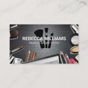 Carte de visite brossé en argent métallique