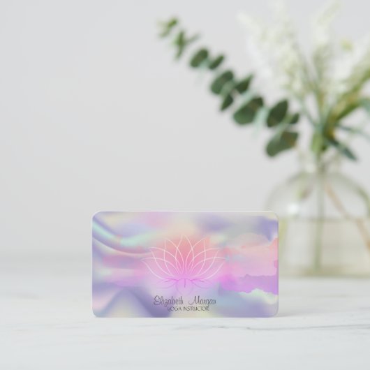 Carte De Visite Brosse Holographique Ombre moderne Stroke Lotus (Debout devant)