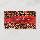 Carte De Visite Brosse léopard rouge et or (Devant)