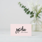 Carte De Visite Brosse manuscrite Script Blush rose Beauté Busty (Debout devant)
