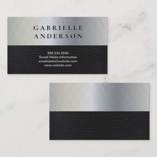 Carte De Visite Brosse métallique | Cuir (Devant / Derrière)