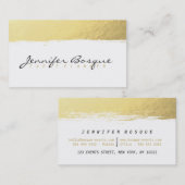 Carte De Visite Brosse moderne blanc et doré chic (Devant / Derrière)