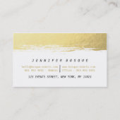 Carte De Visite Brosse moderne blanc et doré chic (Dos)