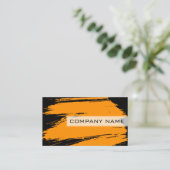 Carte De Visite Brosse moderne Noir Orange professionnel Stroke #2 (Debout devant)