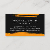 Carte De Visite Brosse moderne Noir Orange professionnel Stroke #2 (Dos)