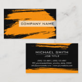 Carte De Visite Brosse moderne Noir Orange professionnel Stroke #2 (Devant / Derrière)