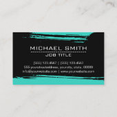 Carte De Visite Brosse moderne Noir Turquoise (Dos)