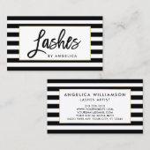 Carte De Visite Brosse moderne Script maquillage Artiste Lashes (Devant / Derrière)