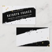 Carte De Visite BROSSE MODERNE STROKE élégant plaque d'or noir (Devant / Derrière)