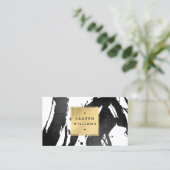 Carte De Visite Brosse noire Abstraite avec Faux Gold Foil (Debout devant)