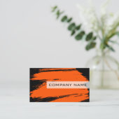 Carte De Visite Brosse professionnelle moderne Noir Orange (Debout devant)