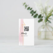 Carte De Visite Brosse rose et or Broussailler le code QR (Debout devant)