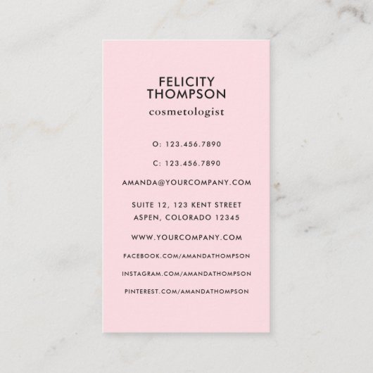 Carte De Visite Brosse rose et or Broussailler le code QR (Dos)