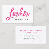 Carte De Visite Brosse rose moderne Script Maquillage Artiste Lash (Devant / Derrière)