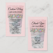 Carte De Visite Brosse rose pâle - Instructions de soins (Devant / Derrière)