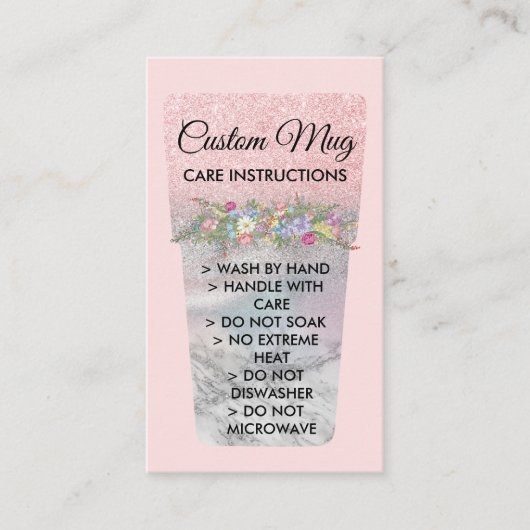 Carte De Visite Brosse rose pâle - Instructions de soins (Devant)