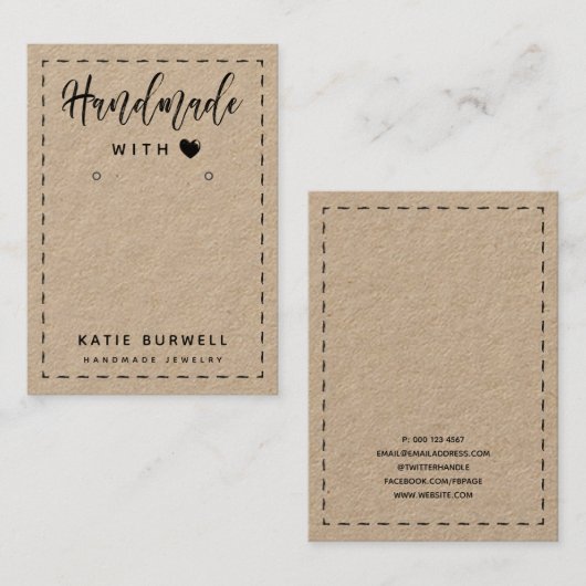 Carte De Visite Brosse Script fait main avec écran d'oreille d'amo (Devant / Derrière)