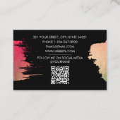 Carte De Visite Brosse Stroke Pink Gold sur Black Event Planner (Dos)