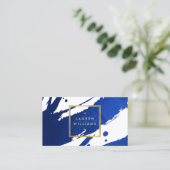 Carte De Visite Brosses bleues Indigo Abstraites (Debout devant)