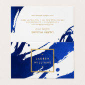 Carte De Visite Brosses bleues Indigo Abstraites (Extérieur déplié)