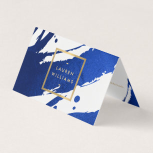 Carte De Visite Brosses bleues Indigo Abstraites