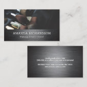 Carte De Visite Brosses de maquillage | Argent métallique brossé (Devant / Derrière)