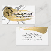 Carte De Visite Brosses de maquillage | Doré | Beauté féminine (Devant / Derrière)