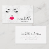 Carte De Visite Brosses de maquillage | Marbre | Beautician (Devant / Derrière)