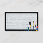 Carte De Visite Brosses de maquillage | Mur en brique blanche mode (Dos)