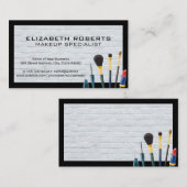 Carte De Visite Brosses de maquillage | Mur en brique blanche mode (Devant / Derrière)