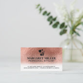 Carte De Visite Brosses de maquillage | Rose Gold Foil Metallic (Debout devant)