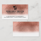 Carte De Visite Brosses de maquillage | Rose Gold Foil Metallic (Devant / Derrière)